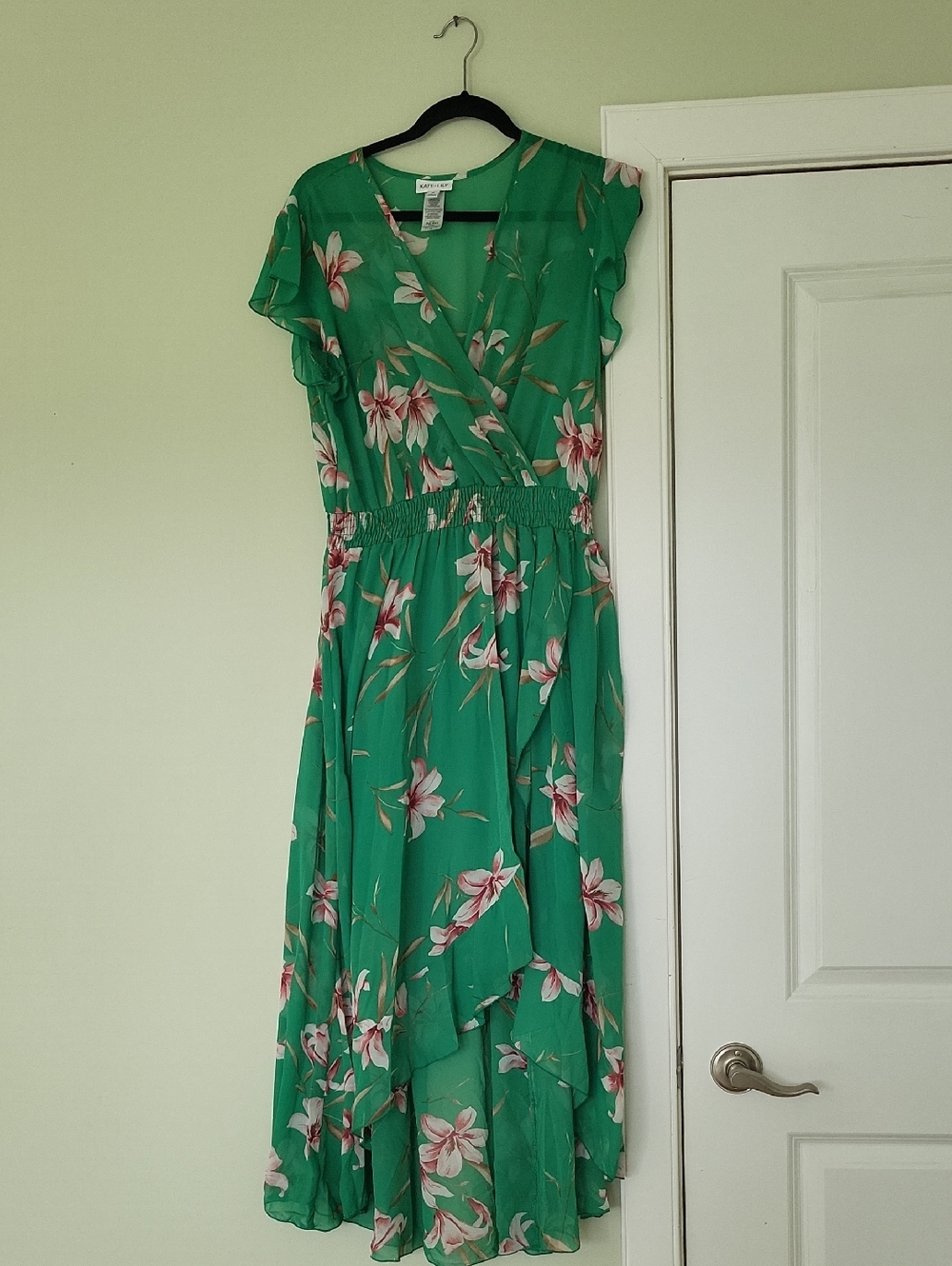 Green Floral High-Low Dress
